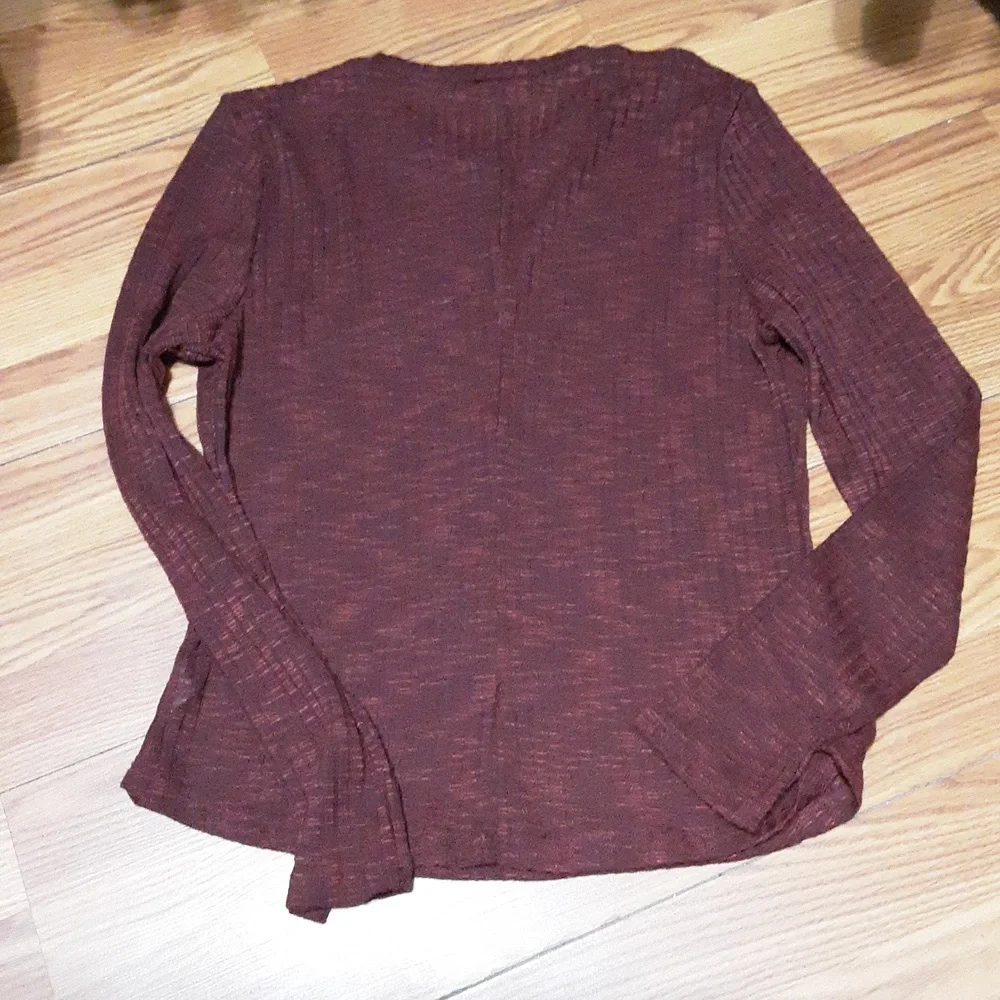 Intimately Free Free People Aura Wine Waffle Layering Long Sleeve‎ Top